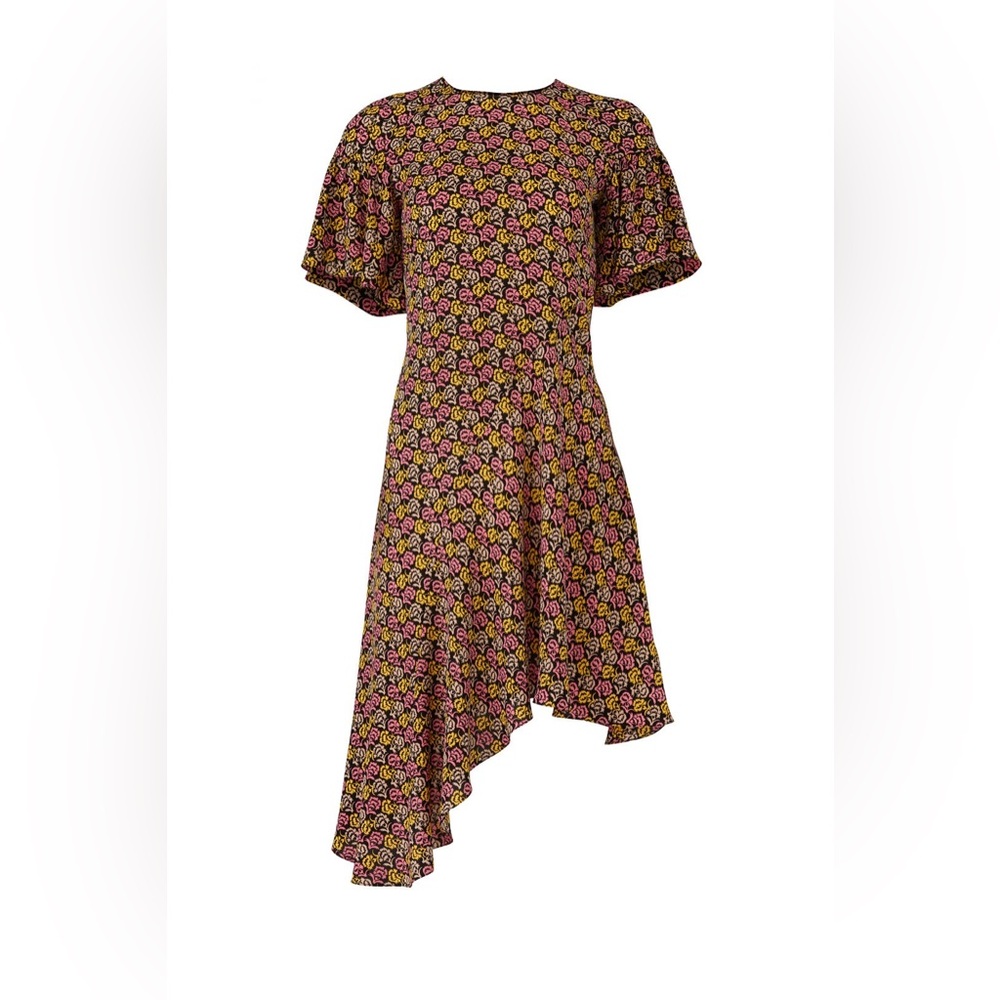 A.L.C. Asymmetrical 100% Silk Floral Tilly Dress Sz 6 Fairy Capsule Quiet Luxury